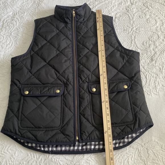 J. Crew Factory Black Quilt Puffer Vest Style BJ901 classic preppy Women’s Large - Picture 9 of 11